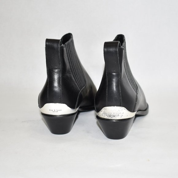 $500 RAG & BONE Westin Bootie CUBAN BLACK LEATHER LOGO CHUNKY 40 (DC9.5) - Picture 9 of 12